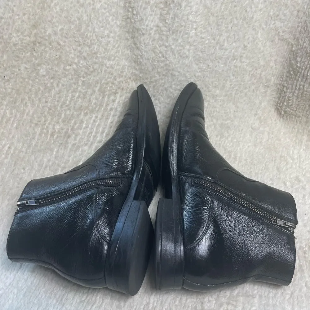 Flag LTD Men's Leather black Dress Ankle Boots Side zipper . Leather lining SZ12